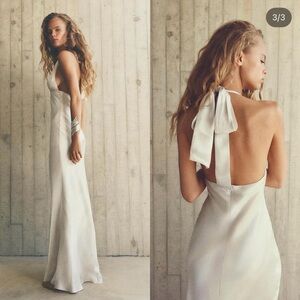 ZARA NWT Elegant Long Satin Halter Dress XS